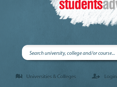 Landing Page blue dark icon red search student texture ui