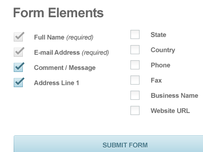 Form Elements blue checkbox design form grey submit ui