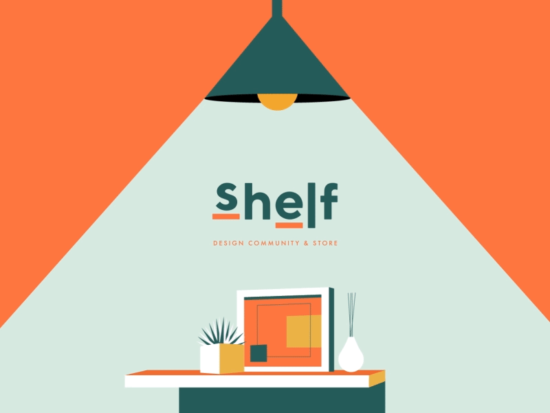 Shelf animation brand flat logo motion orange shelf