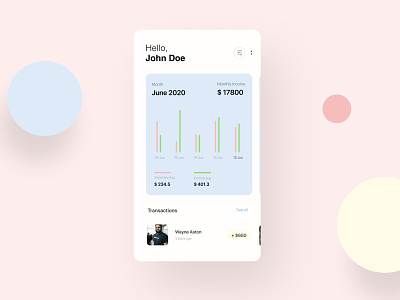 Personal Finance Mobile App UI ; Clean Design