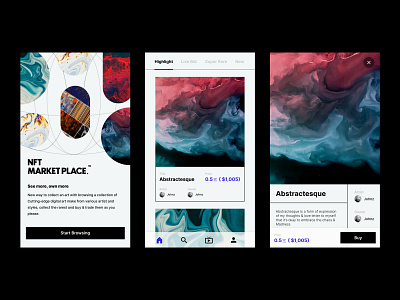 NFT MARKETPLACE - Daily 04 - Mobile App abstract apps design ios minimalism mobile product design ui ux