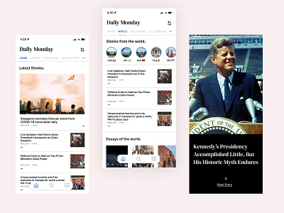 Daily Monday - Daily 05 - News Portal App apps article component design ios minimalism minimalist mobile news politics product design ui ux
