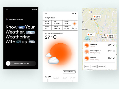 WEATHER REPORT INC - Daily 08 - Weather Report App apps design experimental illustration ios layout minimalism minimalist modern new ui ux weather