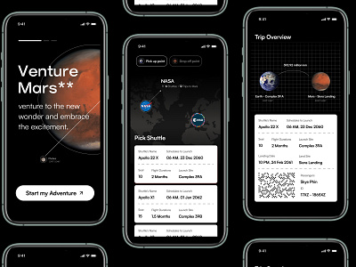 Venture Mars - Daily 09 - Space Travel App apps design flight ios mars minimalism mobile product design space travel ui user experience user interface ux