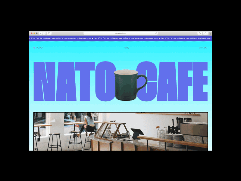 Nato Cafe — website cafe design food graphic design landing page minimalism minimalist motion graphics ui ux website