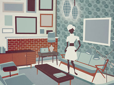Modern Living flyer furniture illustration modern style