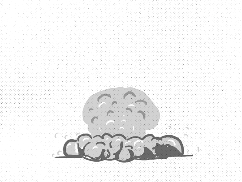 Mushroom Cloud animation bomb cel design explosion illustration vintage