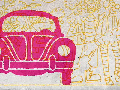 Clown Car clowns design illustration