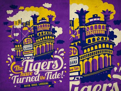 Turning of the Tide college design football gameday illustration rivalry type