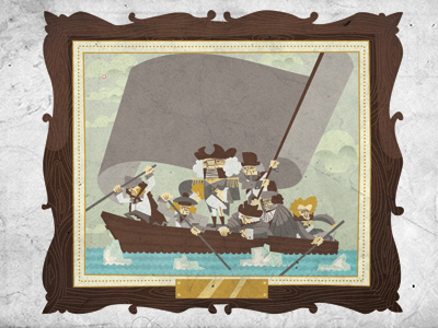 Crossing the Deleware design george washington history illustration