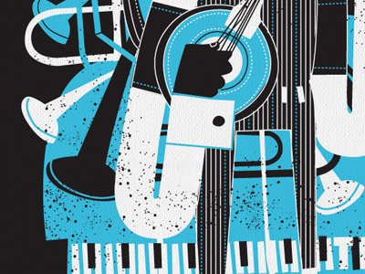 Brooklyn Grizzlies Poster 2 colors banjo design illustration piano poster show poster trumpets