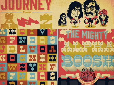 Alpha-Boosh in Color alphabet characters design illustration mighty boosh type