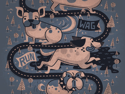 Quick t-shirt Submission contest design dog illustration run submission t shirt vintage wag