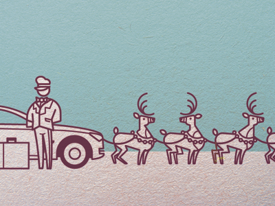 Holiday Card Illustration christmas design driver holiday illustration lines reindeer
