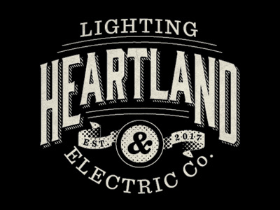 Heartland Lighting design identity lighting lockup logo type vintage