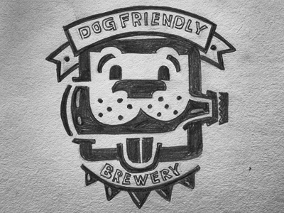 Brew-Pup badge beer bottle brewery design dog illustration type