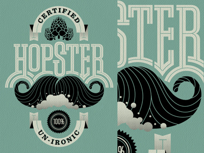 Hopsters Unite beer design hops illustration mustache t shirt type