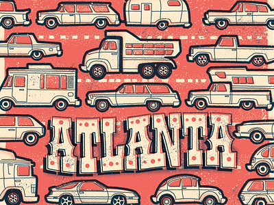 More Detail atlanta car design illustration poster type vintage