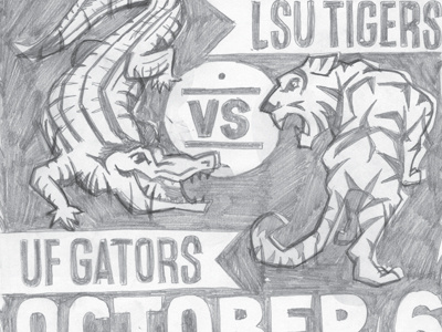 Rivalry Design design gator lsu sketch tiger type uf illustration