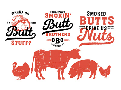 Smokin' Butt Brothers design identity identity branding illustration logo tagline