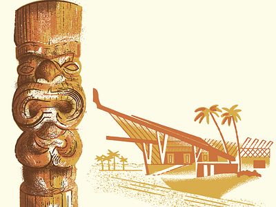 Tiki Hotel bar design illustration tiki vintage