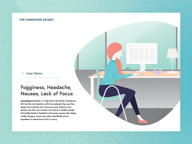 Hangover Secret Detox web design illustration