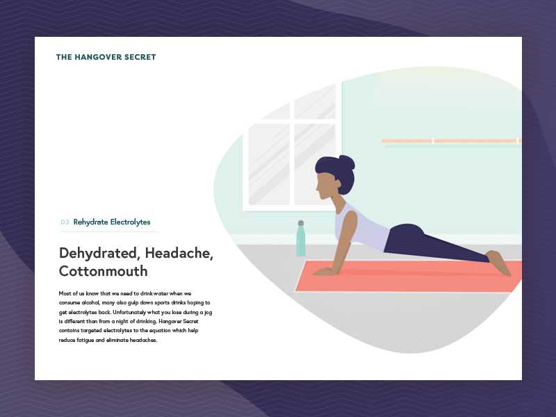 Hangover Secret Rehydrate web design illustration