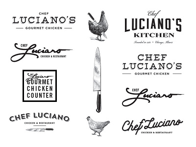 Chef Luciano Nogos branding chicken identity logo design restaurant branding typogaphy