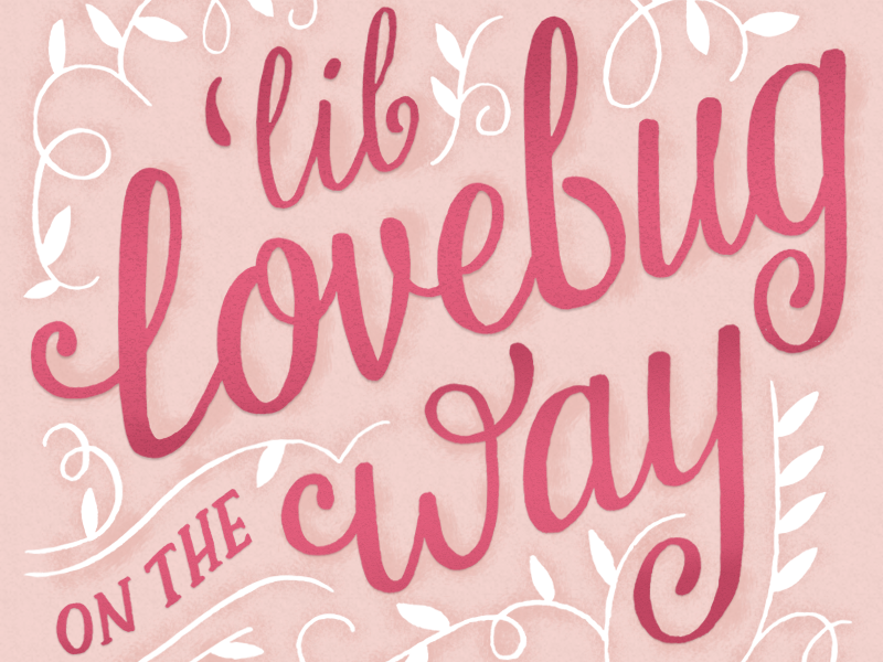'lil lovebug on the way hand-drawn baby shower invitation design illustration drawing lettering