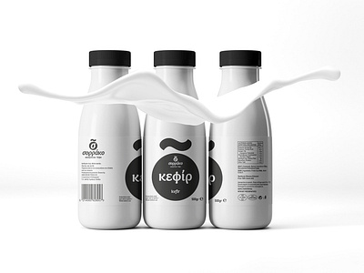 Sirrako Kefir black branding diary drink food foodie greece illustration kefir milk packagedesign sirrako white