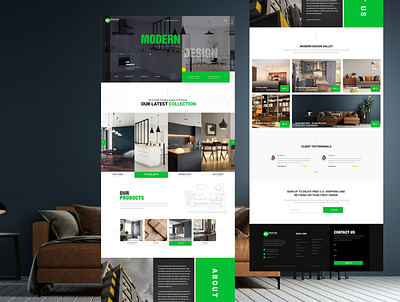 Furniture Website Homepage furniture design furniture template furniture website green homepage homepage design mockup design website design