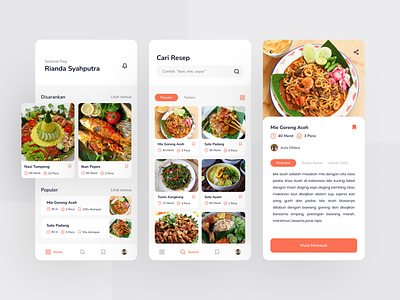 Traditional Food Recipes App Design app app design food mobile mobile app mobile ui orange popular recipes rianda design traditional trend trending ui ui design ui ux uiux