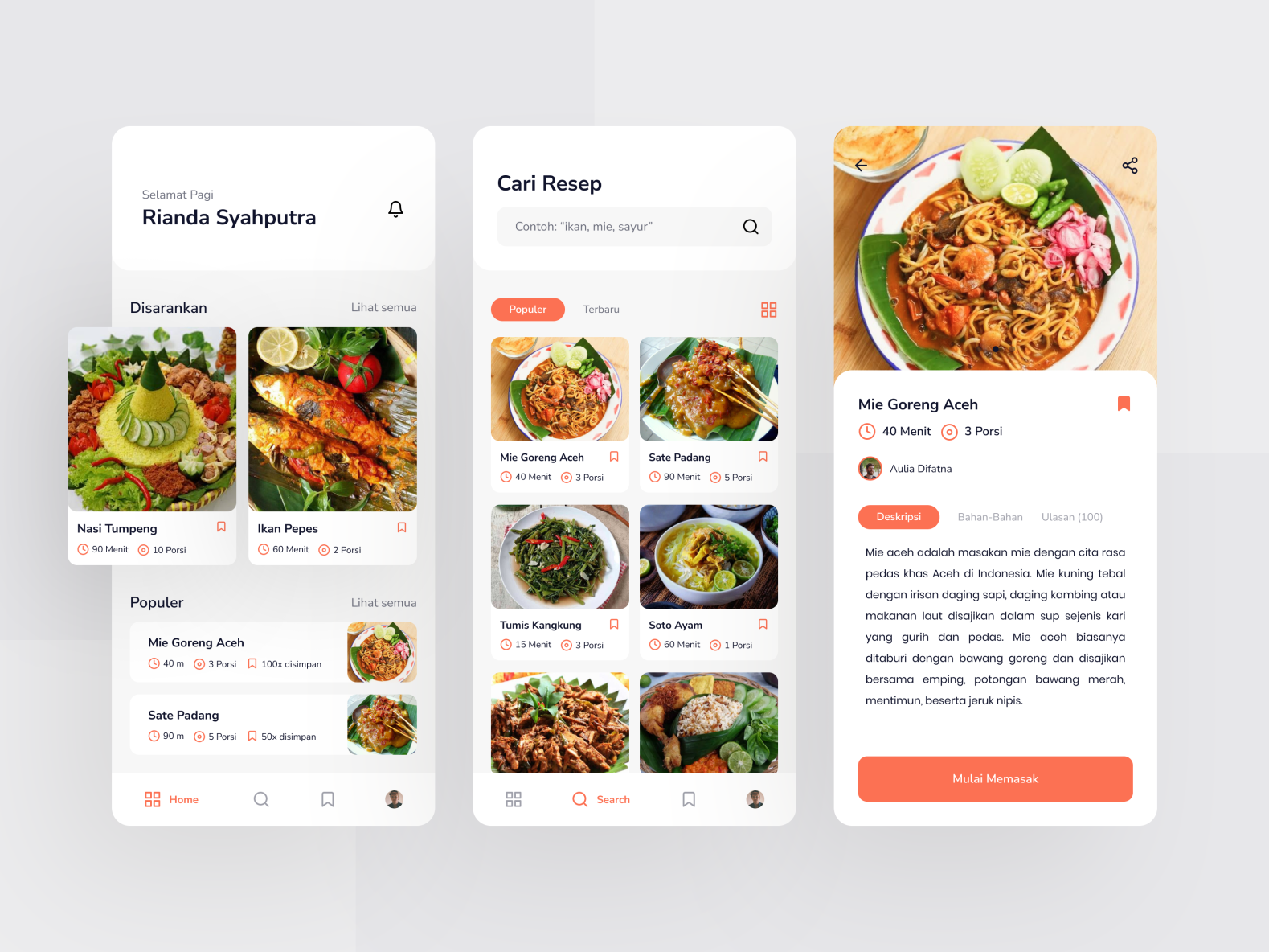 Traditional Food Recipes App Design by Rianda Syahputra on Dribbble