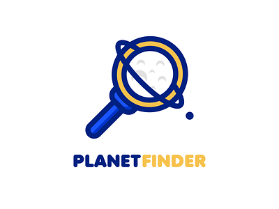 Planet Finder Logo cartoon cartoon logo design flat flat design flat logo flat logos illustration logo magnifier planet rianda rianda design
