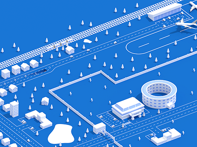 Transport in the City 3d animation blender design illustration render web website