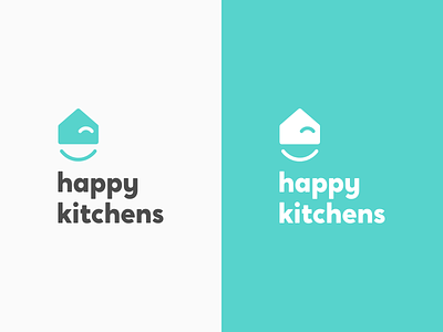 Happy Kitchens Stacked Logo brand design illustration kitchen logo smile typogaphy