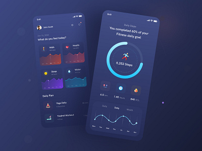 Daily Fitness Goal Tracking App activity application dashboard design fitness app flat gym ios minimal onboarding product typogaphy