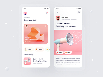 Beyondblogg Application Mobile Screens article blog ui branding clean illustration interaction minimal news app news app ui product quotes ui ux