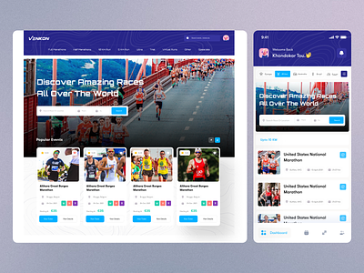 Venkon Marathon & Racing System design card design components dashboard design half marathon human race marathon marathon race minimal product design racing website running competition uiux