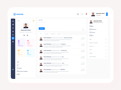 Veemo Customer Page admin panel clean ui crm dashboard office management product design project management task management ui design uiux design veemo