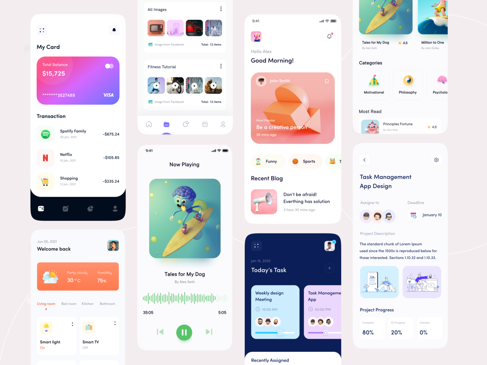 Random App Screen Exploration app uiux application design clean ui design dashboard design illustration ios design minimal design money management product design uiux weather app