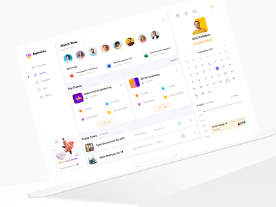 AlphaEdu Course Screen UI analytics class management clean app clean ui course screen dashboard design illustration ios design minimal dashboard product design project management typogaphy uiux