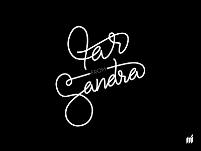 Far From Sandra black calligraphy lettering white