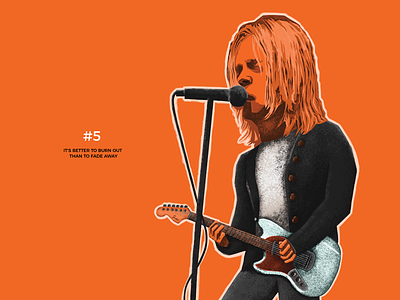 Kurt Cobain 13mirrors art black comeasyouare fender guitar guitarist illustration illustration art kurt cobain lefthand music nirvana orange rock singer smellsliketeenspirit