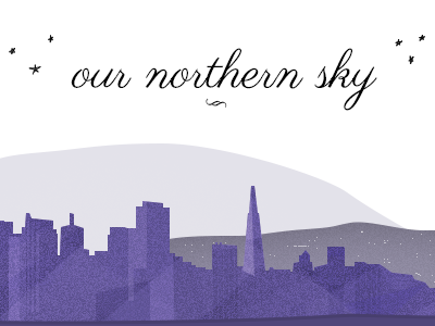 Our Northern Sky blog header illustration purple san francisco sf skyline texture