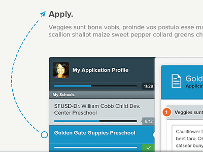 KidAdmit Homepage admission admit application blue kid preschool profile progress progress bar scholar school success