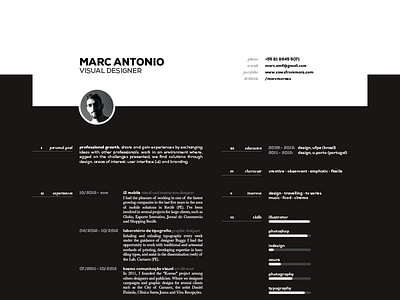 MARC: Resume curriculum vitae cv design minimal pdf resume