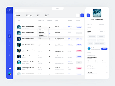 Booking platform for scuba diving industry app clean dashboard design diving fireart fireartstudio inspiration interface management app orders picture product scuba software table ui ui design user interface ux