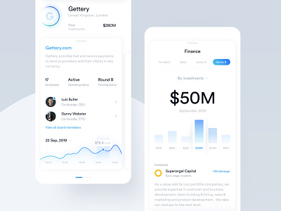 App for finding information about companies and startups app card chart design fireart fireartstudio graph interface product profile ui ui design ux