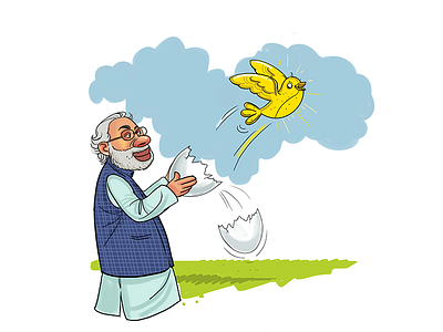 Golden Bird (India) is free now! bjp cartoon freedom golden bird illustration independence indian modi political politics sarkar